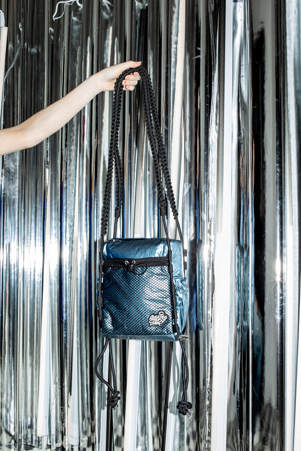 'Rain proof' Small Metallic Bag Blue