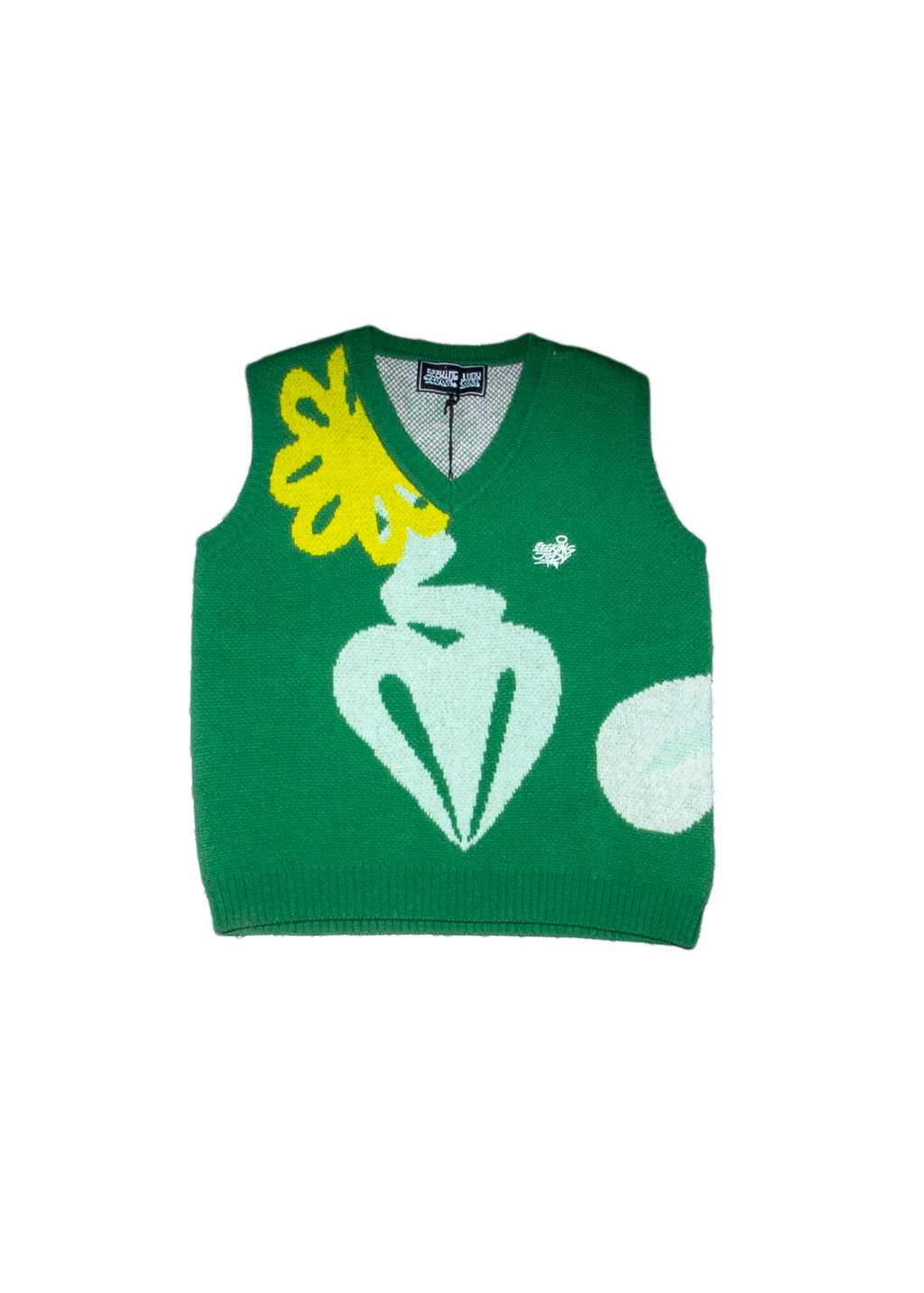 Green Sweater Vest with Flowers