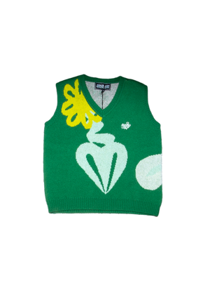 Green Sweater Vest with Flowers