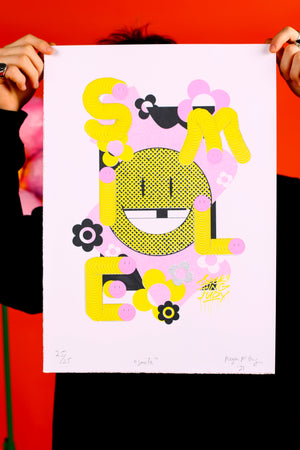 S M I L E - 3 colour screen print